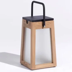 Tecka soldrevet LED-lanterne, bærbar, 25 cm, teak