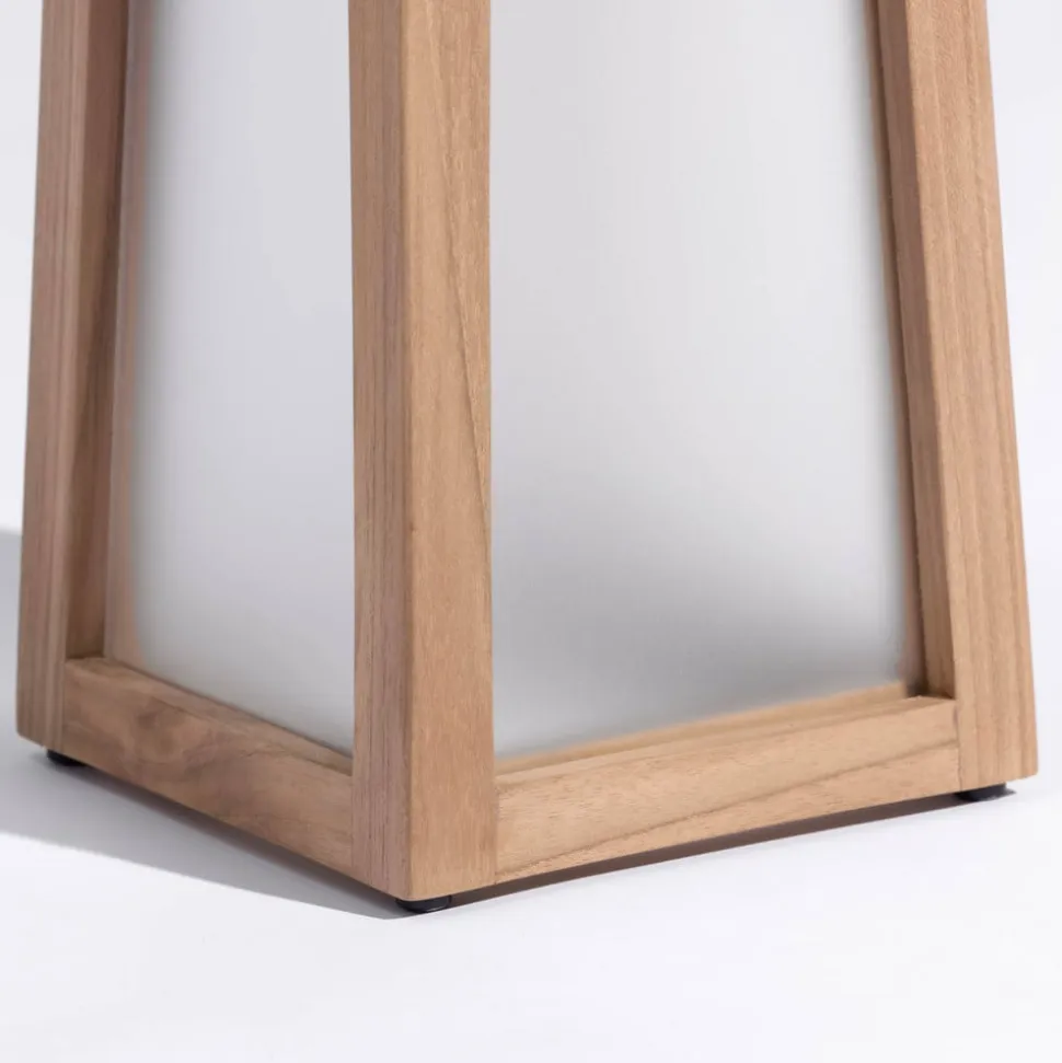 Tecka soldrevet LED-lanterne, bærbar, 25 cm, teak