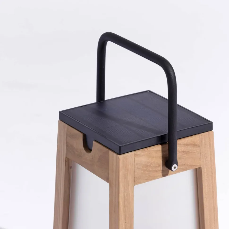 Tecka soldrevet LED-lanterne, bærbar, 25 cm, teak