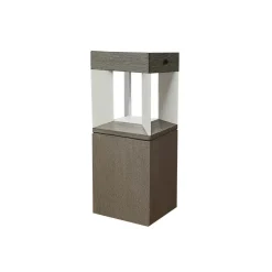 Teckalu LED-sokkellampe solcelle sensor teak/hvid