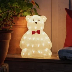 Teddybjørn LED-dekofigur klar IP44 højde 38 cm