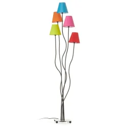 Tekstil gulvlampe Colori med 5 lyskilder farvet