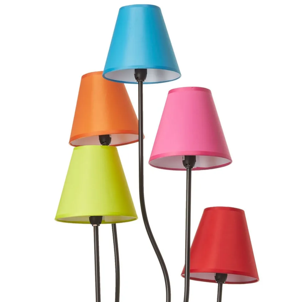 Tekstil gulvlampe Colori med 5 lyskilder farvet