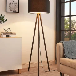 Tekstilgulvlampe Majken - mørkegrå/sort