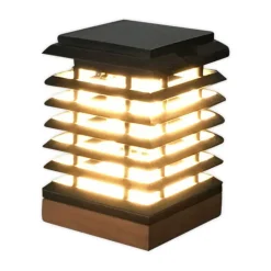 Tekura LED-bordlampe med solcelle af teaktræ