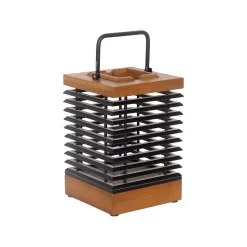 Tekura LED-solcellelanterne, træ, lys, højde 37 cm, sensor