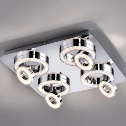 Tim kvadratisk LED-loftlampe, med 8 ringe