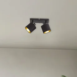 Tommy loftspot, sort/guld, længde 28 cm, 2-lys.