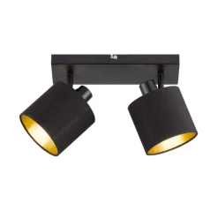 Tommy loftspot, sort/guld, længde 28 cm, 2-lys.