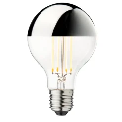 topforspejlet LED-pære Globe 80, sølv, E27, 3,5 W, 2.700 K
