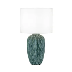 Tortuga bordlampe, grøn/hvid, højde 49,5 cm, keramik/lin