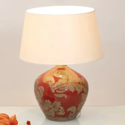 Toulouse rund bordlampe, højde 42 cm, rød