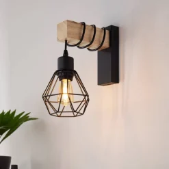 Townshend væglampe, bredde 14 cm, sort/eg