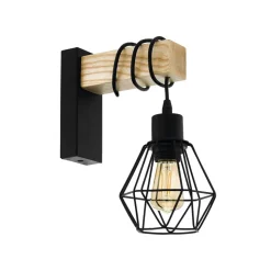 Townshend væglampe, bredde 14 cm, sort/eg