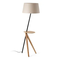 Treewood gulvlampe, ask/beige, stof/træ, højde 175 cm