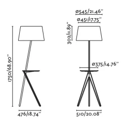 Treewood gulvlampe, ask/beige, stof/træ, højde 175 cm