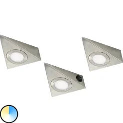 Trekantet LED-underskabslampe CS, sæt med 3 stk