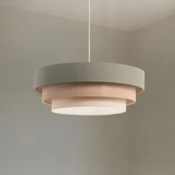 Triniti hængelampe, grøn/beige/creme, Ø 60 cm, tekstil