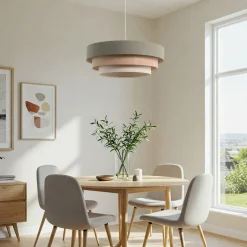 Triniti hængelampe, grøn/beige/creme, Ø 60 cm, tekstil