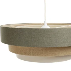 Triniti hængelampe, grøn/beige/creme, Ø 60 cm, tekstil