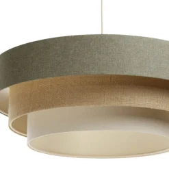 Triniti hængelampe, grøn/beige/creme, Ø 60 cm, tekstil