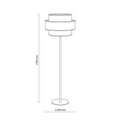 Trio gulvlampe, juteskærm, orange/naturbrun/petrol