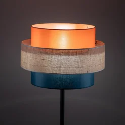 Trio gulvlampe, juteskærm, orange/naturbrun/petrol