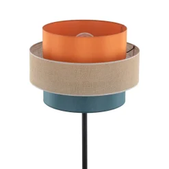 Trio gulvlampe, juteskærm, orange/naturbrun/petrol