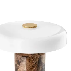 Trip LED genopladelig bordlampe, brun/hvid, marmor, glas, IP44