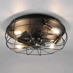 Trondheim loftventilator fjernbetjening 4xE27 sort