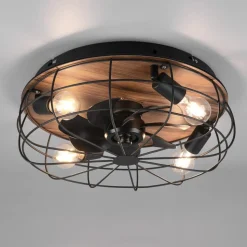 Trondheim loftventilator fjernbetjening 4xE27, træ