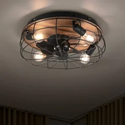 Trondheim loftventilator fjernbetjening 4xE27, træ