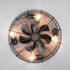 Trondheim loftventilator fjernbetjening 4xE27, træ