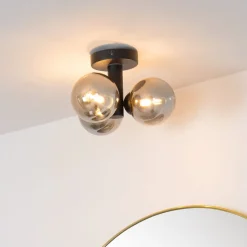 Trudy loftlampe til bad, 3 lyskilder, sort/røg