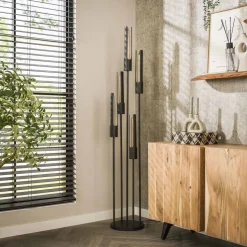 Tube gulvlampe, 5 lyskilder, sort, metal