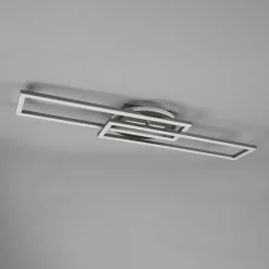 Twister LED-loftlampe, drejelig, fjernbetj. nikkel