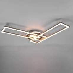 Twister LED-loftlampe, drejelig, fjernbetj. nikkel