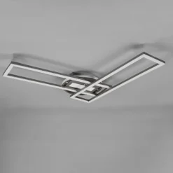 Twister LED-loftlampe, drejelig, fjernbetj. nikkel