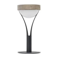 Tyble LED solcellebordlampe, sort/teak, 2.700 K, 200 lm