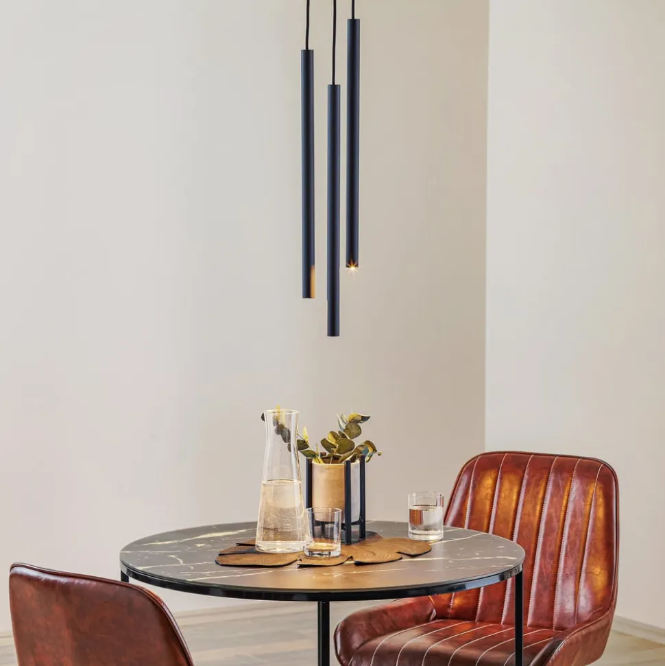 Tynd pendel, sort, tre lys, rondel