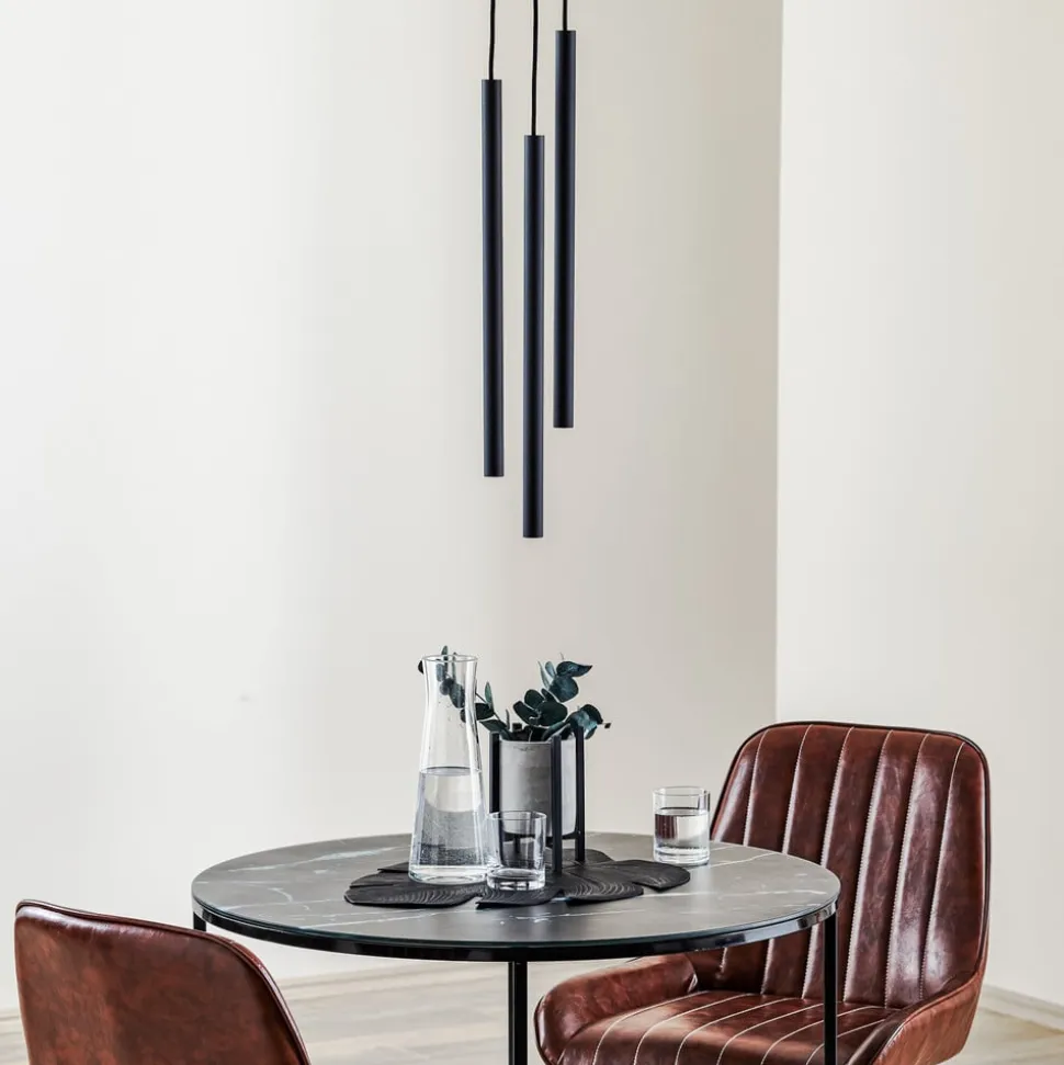 Tynd pendel, sort, tre lys, rondel