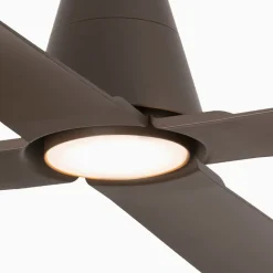 Typhoon L loftventilator, LED lampe IP44 brun