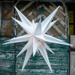 Udendørs dekostjerne XXL, 18 takker, Ø 80 cm hvid