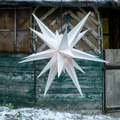 Udendørs dekostjerne XXL, 18 takker, Ø 80 cm hvid