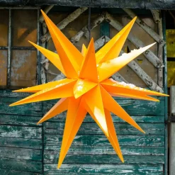 Udendørs dekostjerne XXL, 18 takker, Ø 80 cm gul