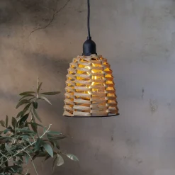 Udendørs LED-hængelampe Snor brun plast Ø 15cm batteri