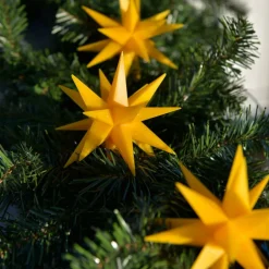 Udendørs LED-lyskæde med 9 stjerner, gul