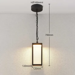 Udendørs LED-pendellampe Cube med glasskærm, 26 cm