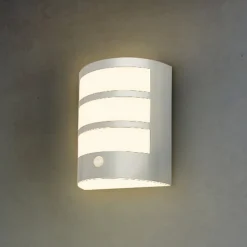 Udendørs LED-væglampe 3795014, kromfarvet, sensor, IP44