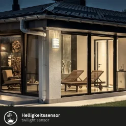 Udendørs LED-væglampe 3795014, kromfarvet, sensor, IP44